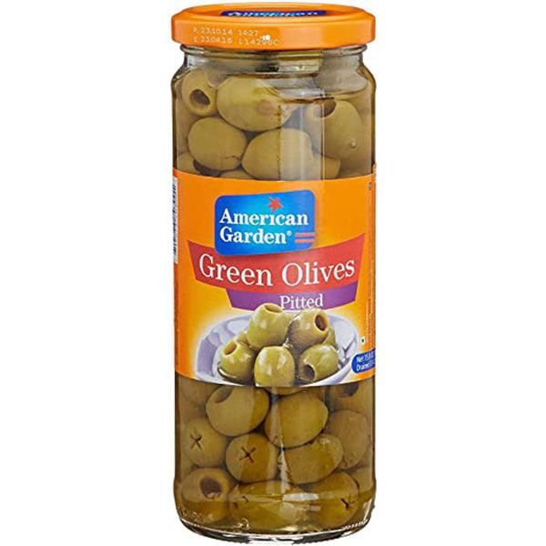 A/G GREEN OLIVES PITTED 450G