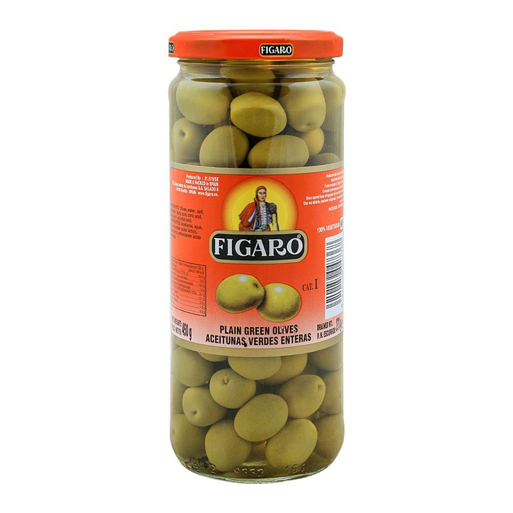 FIGARO GREEN OLIVES PLAIN 450G