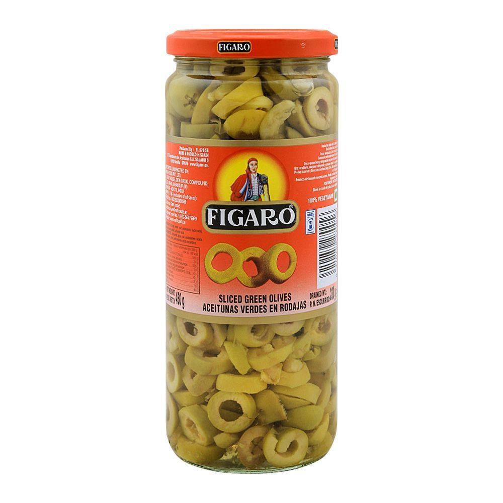 FIGARO GREEN OLIVES SLICED 450G